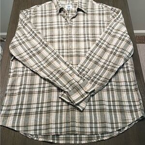 Old Navy Men's Plaid Shirt - Gray and Cream Slim Fit